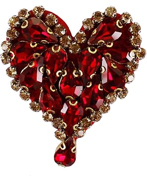 Beaded Diamond Heart Badges Waterdrop Crystal Motifs Love Rhinestones Patches 2pieces