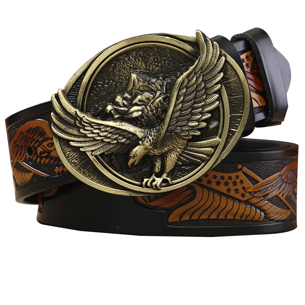 BDAYEK Men's Belt Men's Reversible Leather Belt Casual with Scratch Pin Buckle 125Cm 49Inch