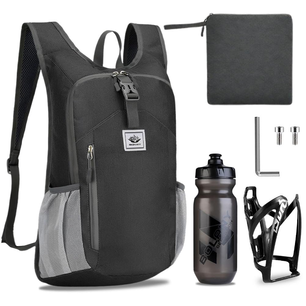 Mochila De Bicicleta Ultraligera 15l con Portabidón De Bicicleta Botella De Bicicleta De 610 ml,Mochila De Hidratación Ultraligera para Trail para Ciclismo, Deporte, Hidratación para Hombre MTB