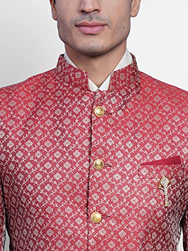 WINTAGE Men's Banarasi Rayon Cotton Festive and Casual Bandhgala Jodhpuri Blazer :Black4