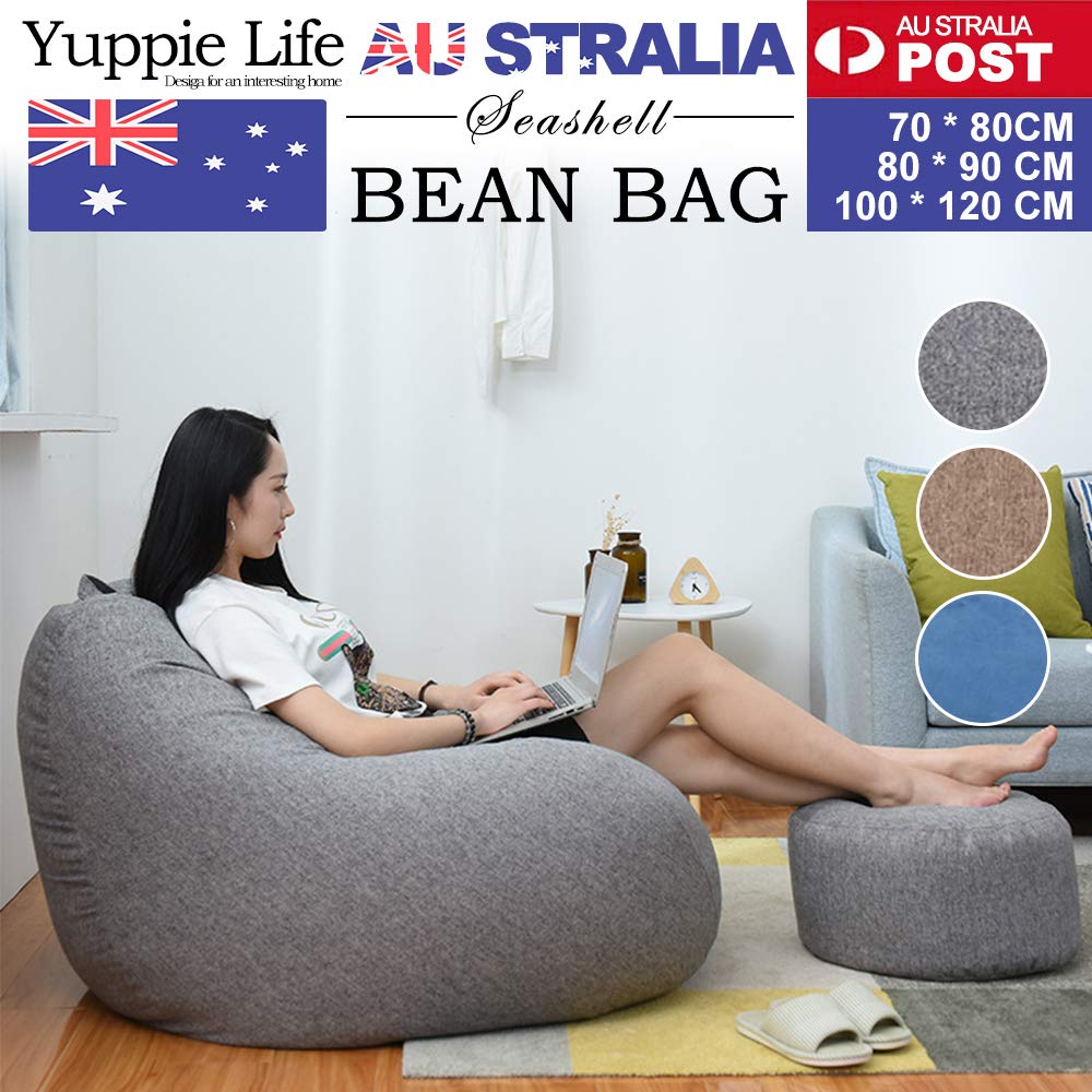 Housse De Pouf Poire Adulte - Taille 100x120 Cm, En Lin Et Coton, Sans Rembourrage, à Remplir Soi-même, Gris Foncé
