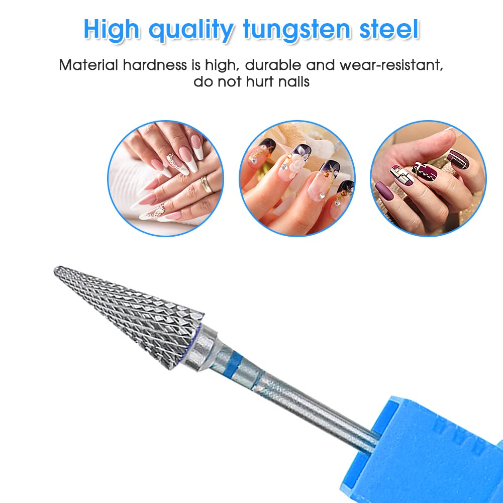 Joyzan Punte Fresa Unghie, Nail Drill Bit Manicure in Acciaio al Tungsteno Lucidare la Testa di Smerigliatura del Strumento Rimozione Gel Semipermanente Cuticola con Scatola per Pedicure Domestico