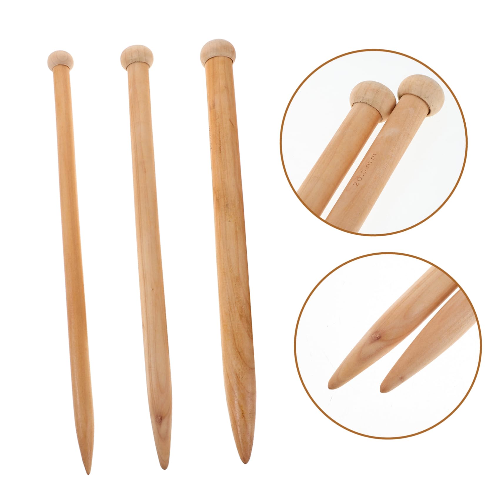 Gerade Holzstricknadeln 6 Stück Extra Groß für Handarbeit