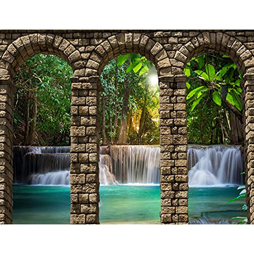 Runa Art Papel tapiz fotográfico 396 x 280 cm Arco de piedra natural | Lana Decoración De Pared Sala Cuarto | Fabricación alemana | Verde marrón 9220012b