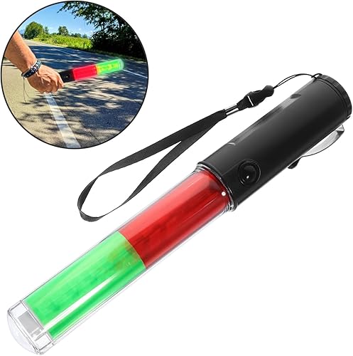 Miniatura 2 de iplusmile Bastón de tráfico LED con luz verde roja recargable para control de estacionamiento, conciertos, señalización de emergencia y seguridad al