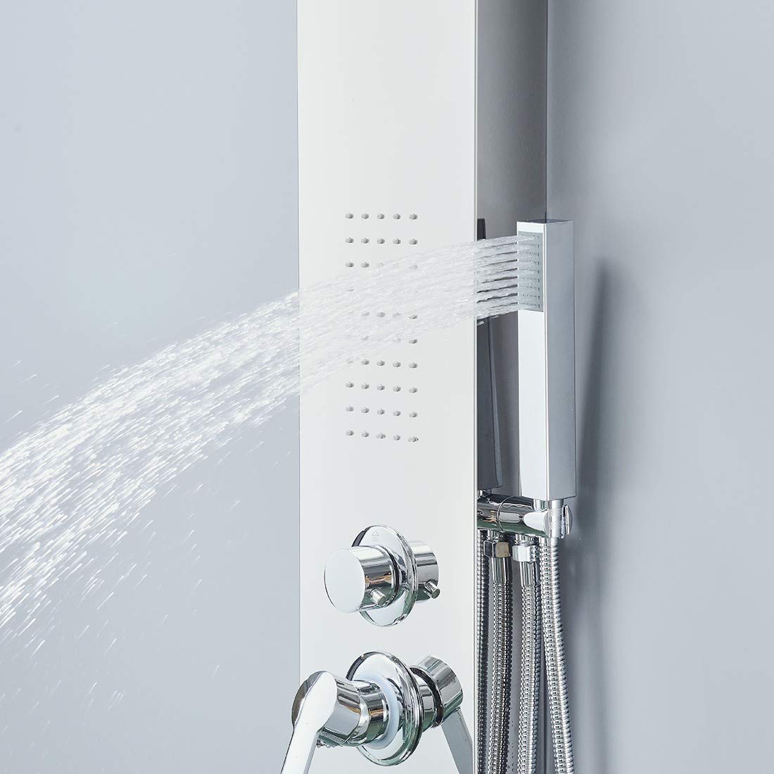 ZENY Colonne de douche hydromassante 3 jets Gris