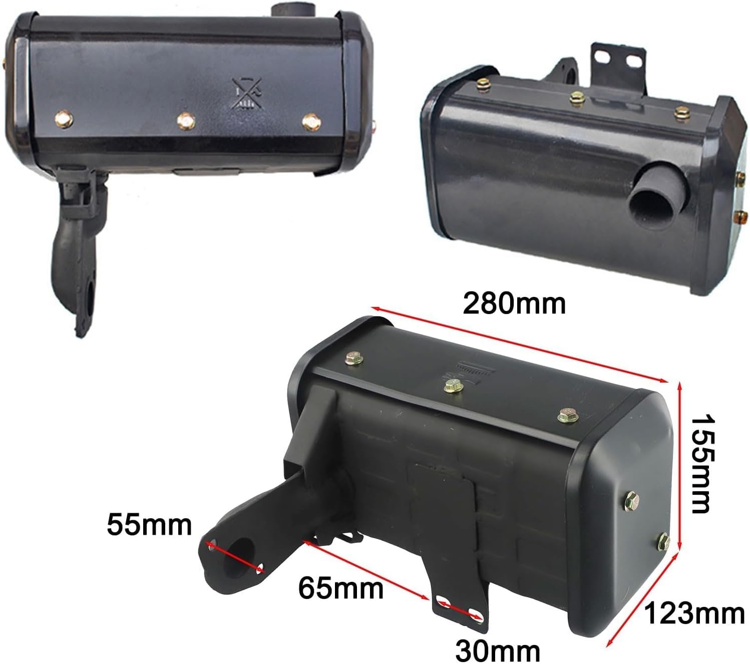 Reemplazo del silenciador del generador for motores diésel 170F 173F 178F 186F 188F 192F, silenciador de escape de aleación de aluminio for enfriar el generador de timón diésel, negro(186F/188F)