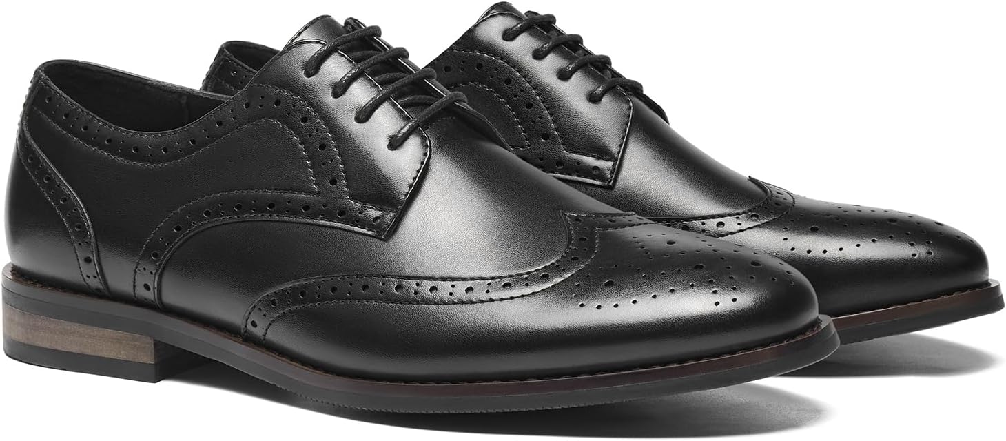 HEEZ Men's Dress Shoes, Lace Up Oxford Shoes for Men Non Slip, Cap Toe Fomal Shoes for Business Office Church