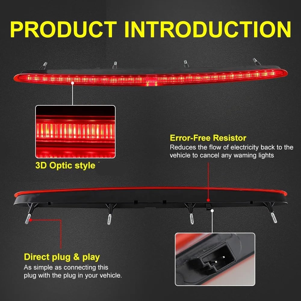 Luz de Freno Alta,Tercera luz de Freno LED Uso Adecuado for BMW 1 Serie 128i 135i M E82 E88 2007-2013 Lente roja ahumada Maletero Trasero Tercera luz de Freno Accesorios de Coche 63257164978(1pcs Red