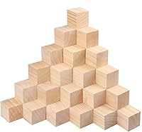 GNIEMCKIN 50 Pack 2 Inch Pine Wood Cubes - Unfinished Wooden Blocks for Crafts, Painting, Stamping, DIY Projects & Personalized Gifts
