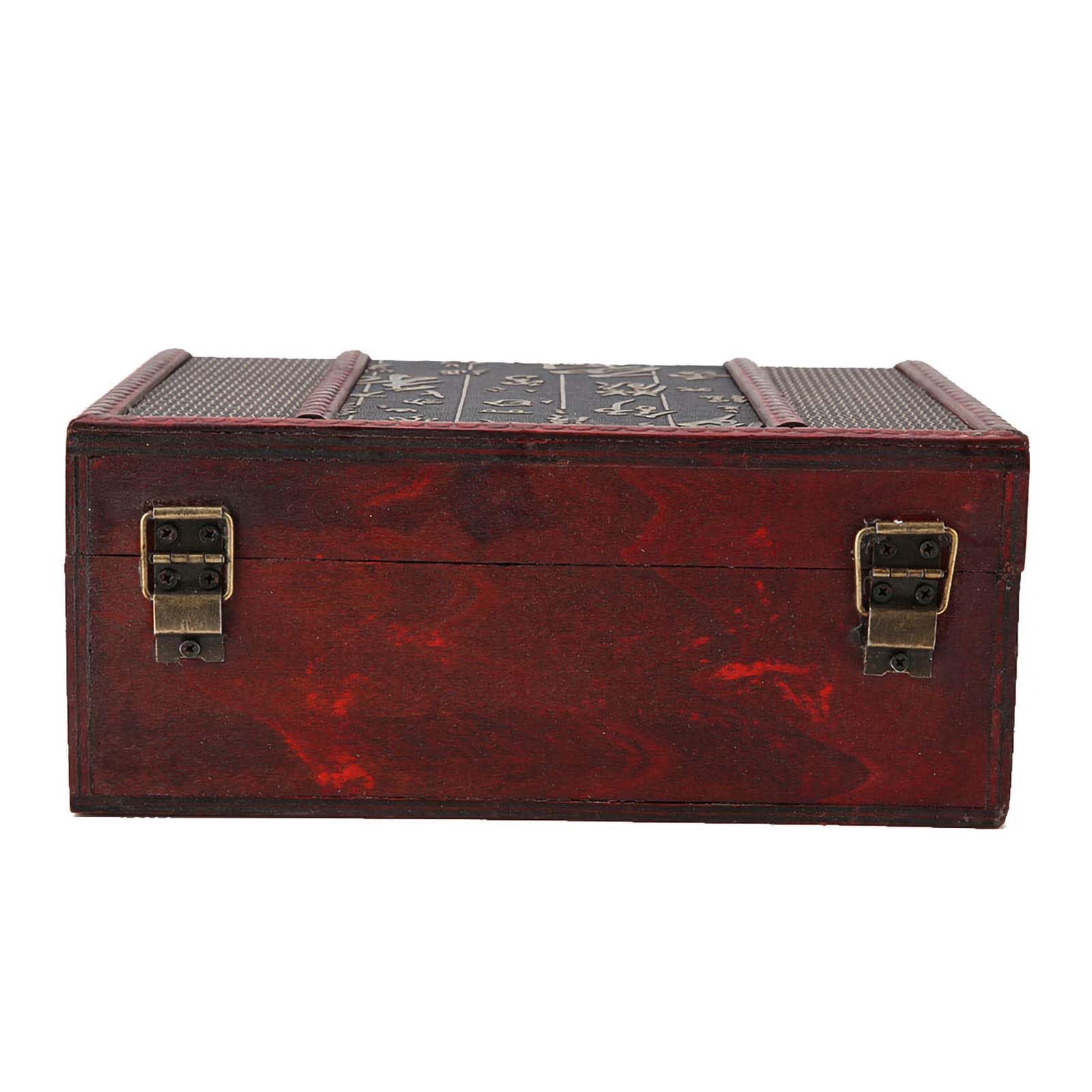 Drewniane Pudełko na Biżuterię, Vintage Organizer do Przechowywania, 9.1x6.3x3.9in