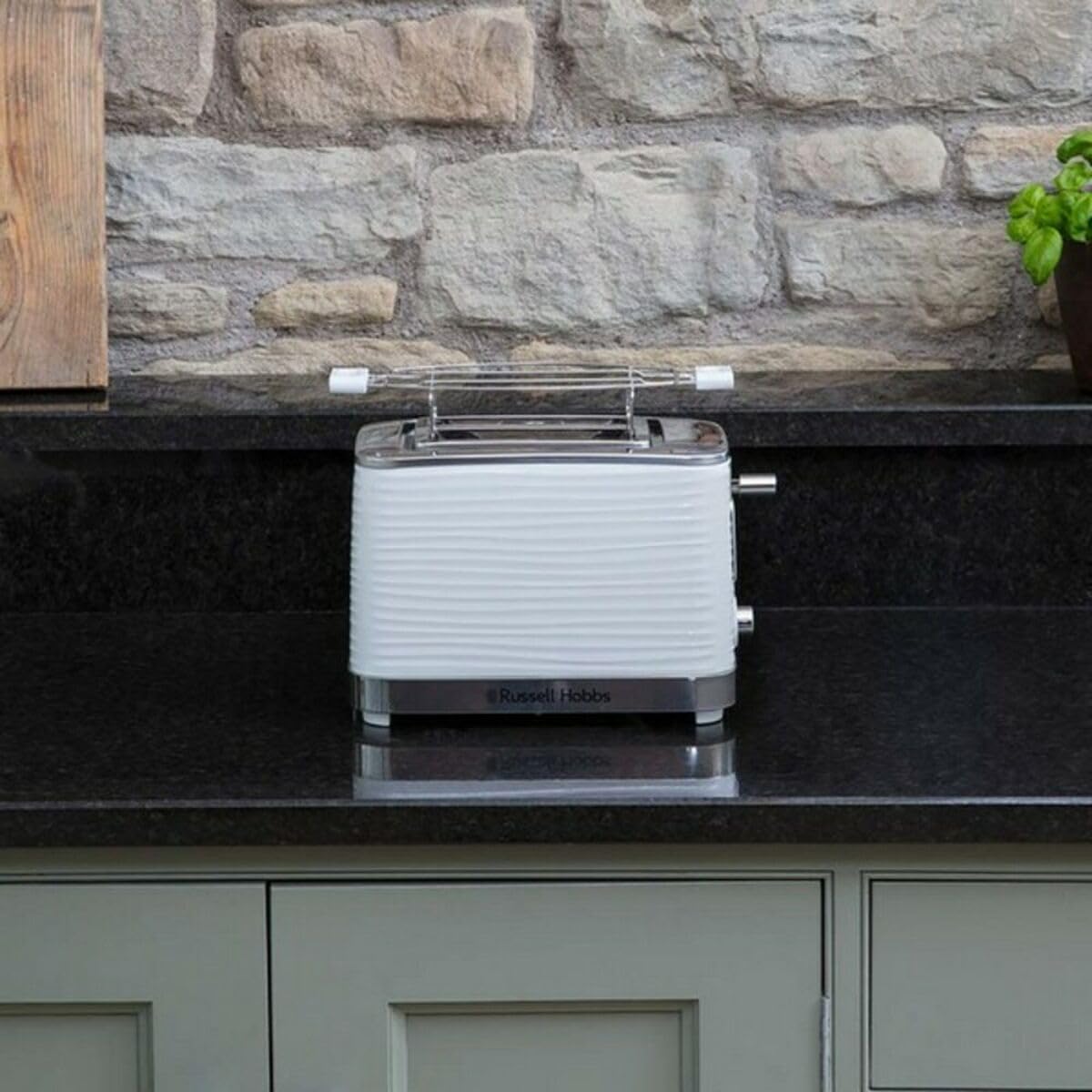 Russell Hobbs Grille pain [Fentes Extra Larges] Inspire Blanc (Design moderne, contrôle brunissage ajustable, tout type de pain, décongèle, réchauffe viennoiserie, ramasse-miettes) Toaster 24370-56