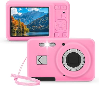 Silicone Camera Case for Kodak PIXPRO FZ55 Digital Camera Cover with Carrying Strap Soft Silicone Protective Case Scratch-Resistant Lightweight Sleeve for Outdoor Travel Cameras Protection Pink