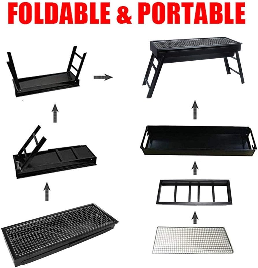Portable Stainless Steel BBQ Grill Folding BBQ Grill Outdoor Hiking Charcoal BBQ Camping Stove Tool for Home Park Use