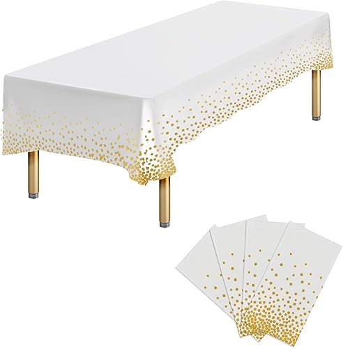 Miniatura 9 de 6 Paquetes de Manteles de Plástico Desechables Rectangulares Azules y Dorados, 54 x 108 Pulgadas, Mantel de Mesa Rectangular de Plástico Desechable