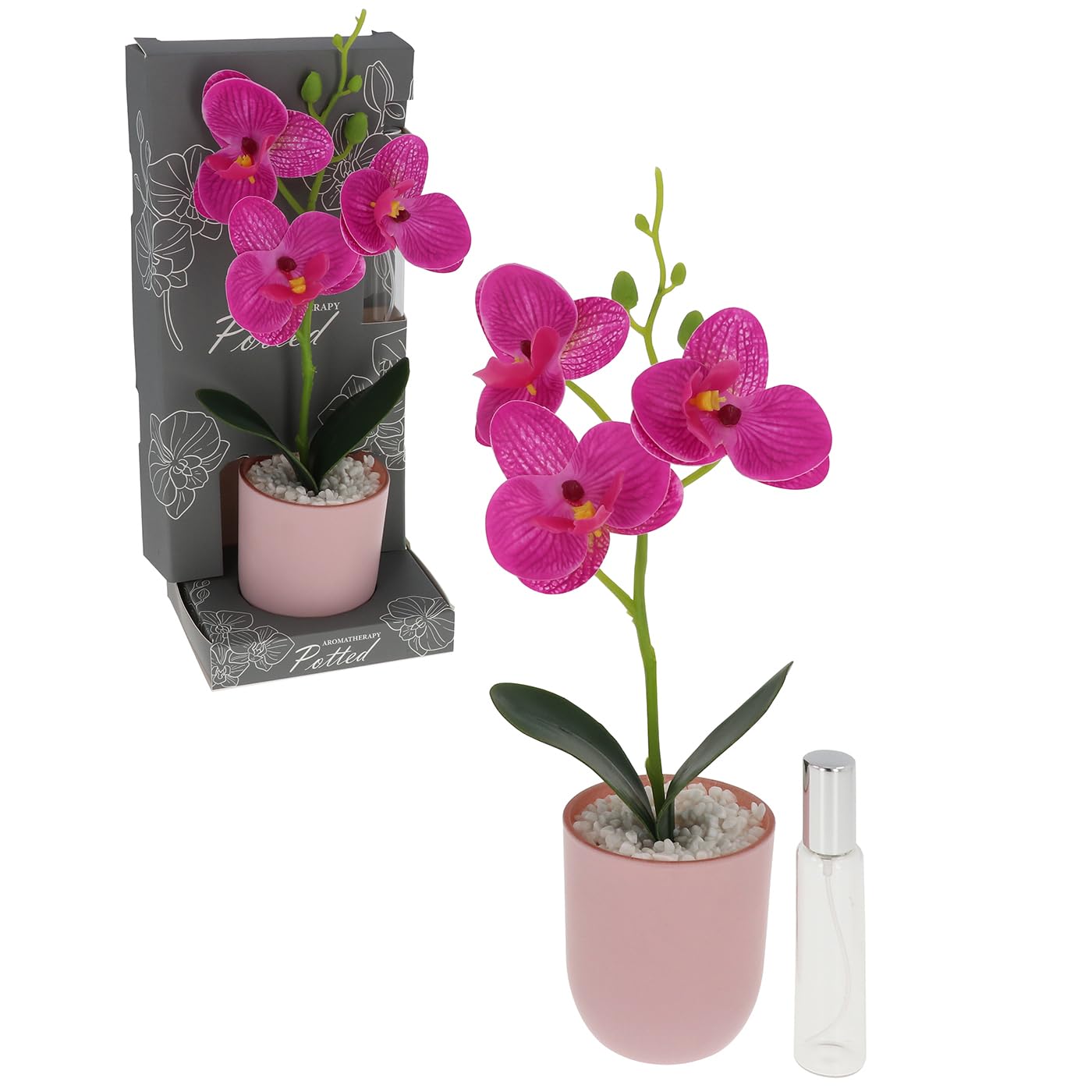 Shudehill Giftware Aromatherapy Potted Orchid Flower Diffuser with Room Scent, Pink