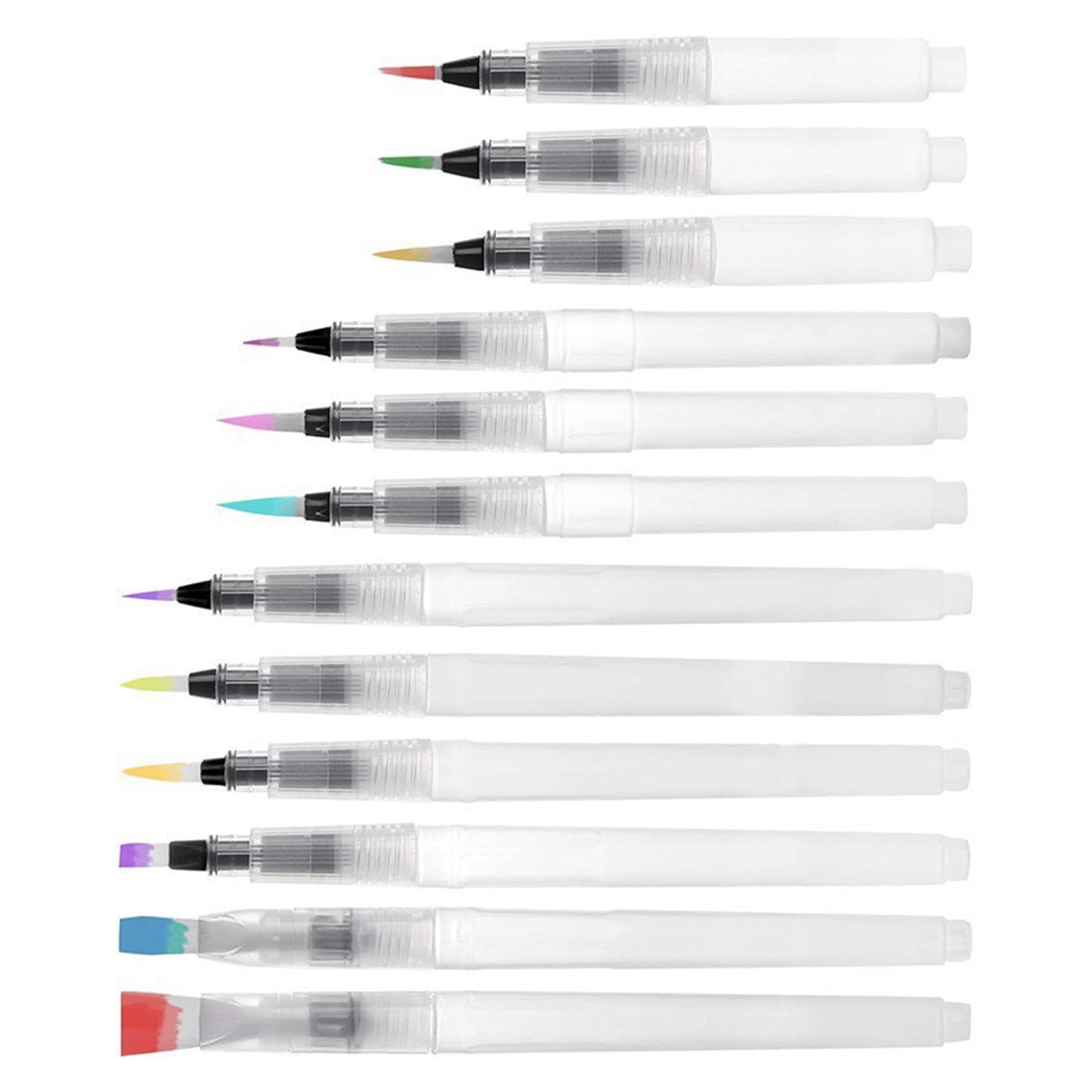 RBRMHM 9/12Pcs Watercolour Brush Pen Painting Water Brush Pen Flat/Point Tip for Gouache Watercolour Art Painting