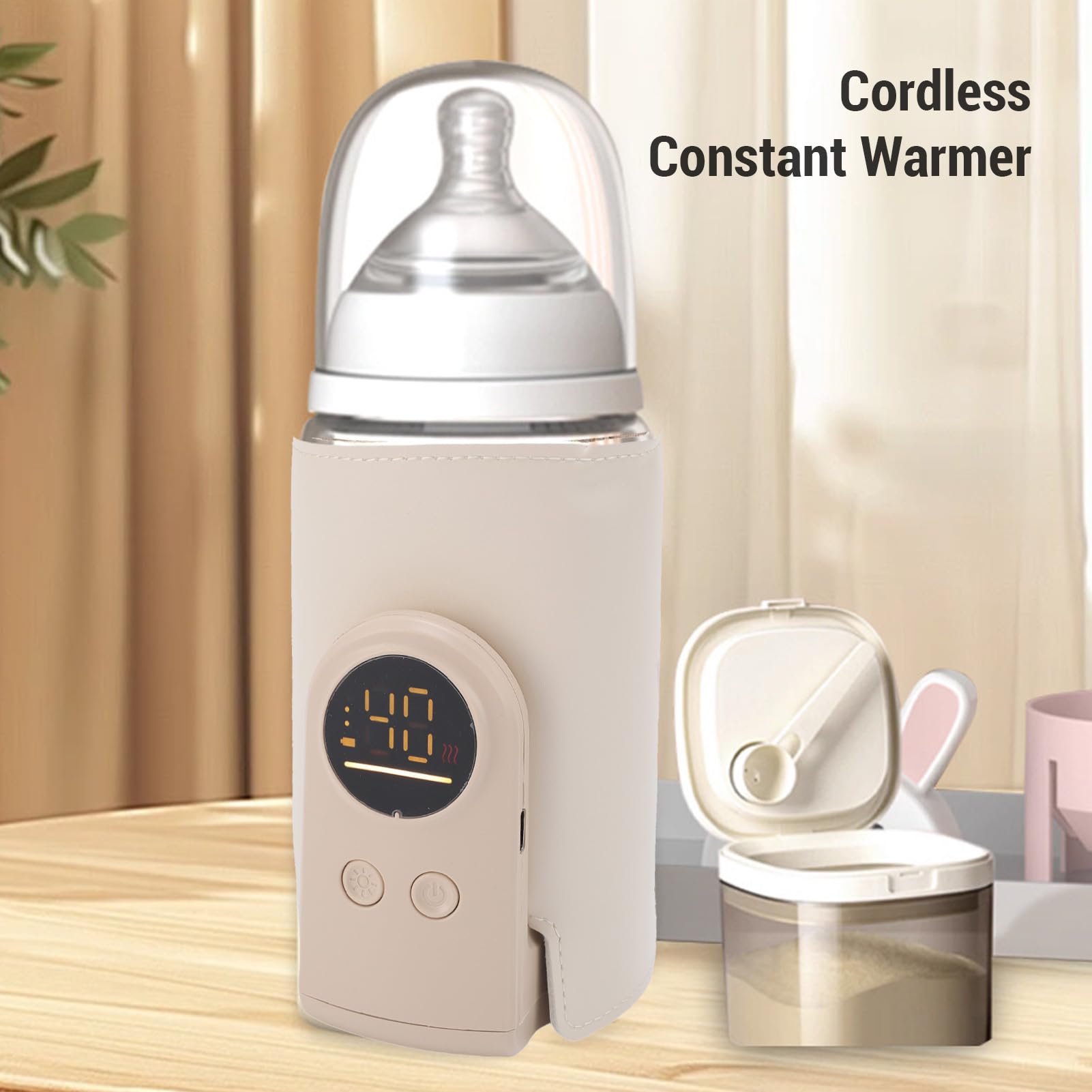Chauffe-biberon, sans fil, portable, avec écran LED, contrôle intelligent de la température, contrôle précis de la température pour le lait de bébé, idéal pour