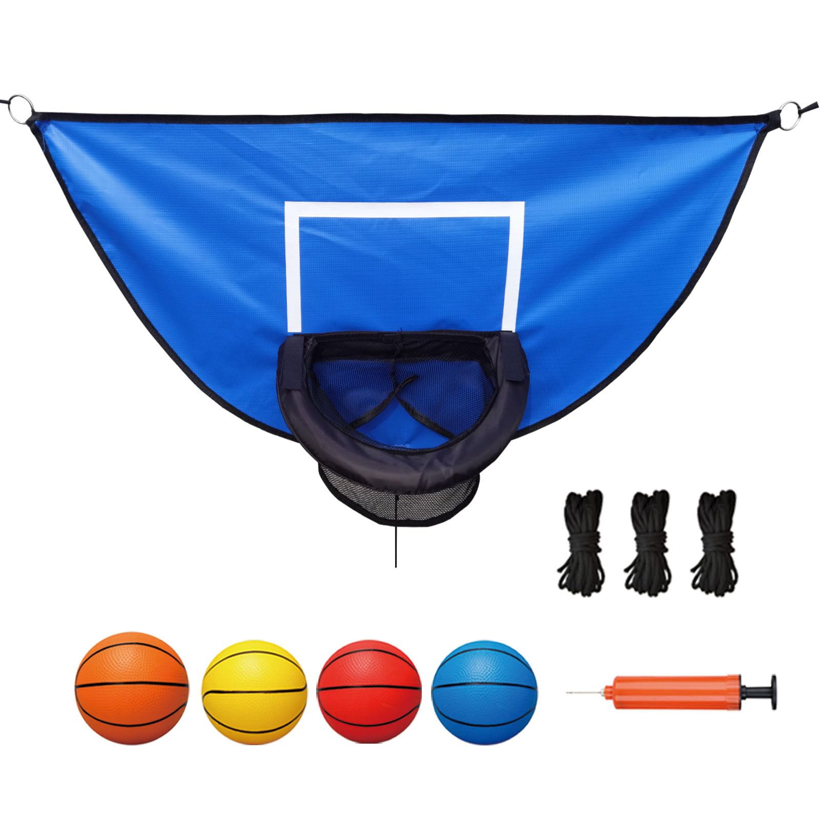 Trampoline Basketball Hoop, with Pump and 4 Mini Balls, Easy to Install, Universal Trampoline Accessories, Trampolines Basketball for Dunking (Blue)