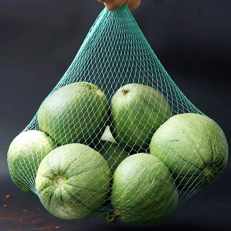 Siatki na owoce 100 sztuk plastikowych nylonowych toreb siatkowych, do przechowywania warzyw, organizera do pakowania, siatki ogrodniczej i wzrostu(Green,60cm)