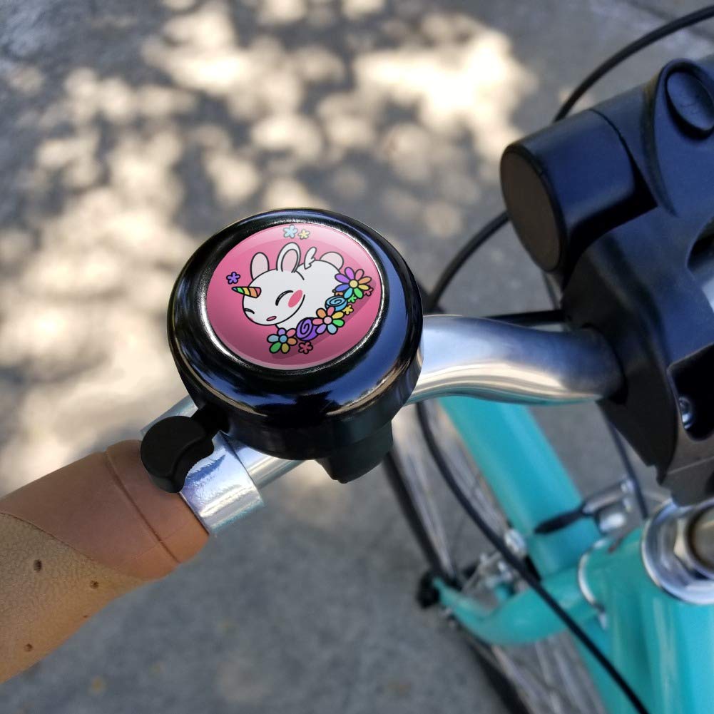 GRAPHICS & MORE Cute Unicorn Bunny Rabbit with Rainbow Flowers Bicycle Handlebar Bike Bell