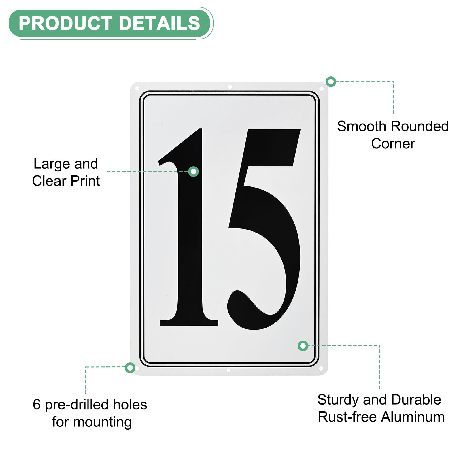 M METERXITY Aluminum Number Sign 15, 11.8 Inch House Numbers and Metal Letters, Parking Spot Letter Signs - Image 2