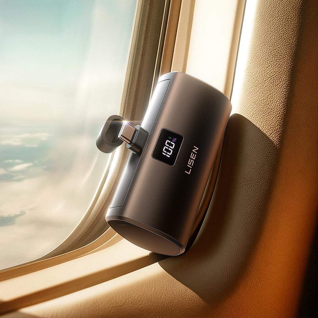 LISEN Mini Powerbank USB C für Galaxy, 6800mAh 22,5W Power Bank Klein Aber Stark, Integrierter Faltbarer PD3.0 USB-C Externe Handyakkus, Reise Zubehör, Reise Gadgets für iPhone 17 16 15 Xiaomi iPad