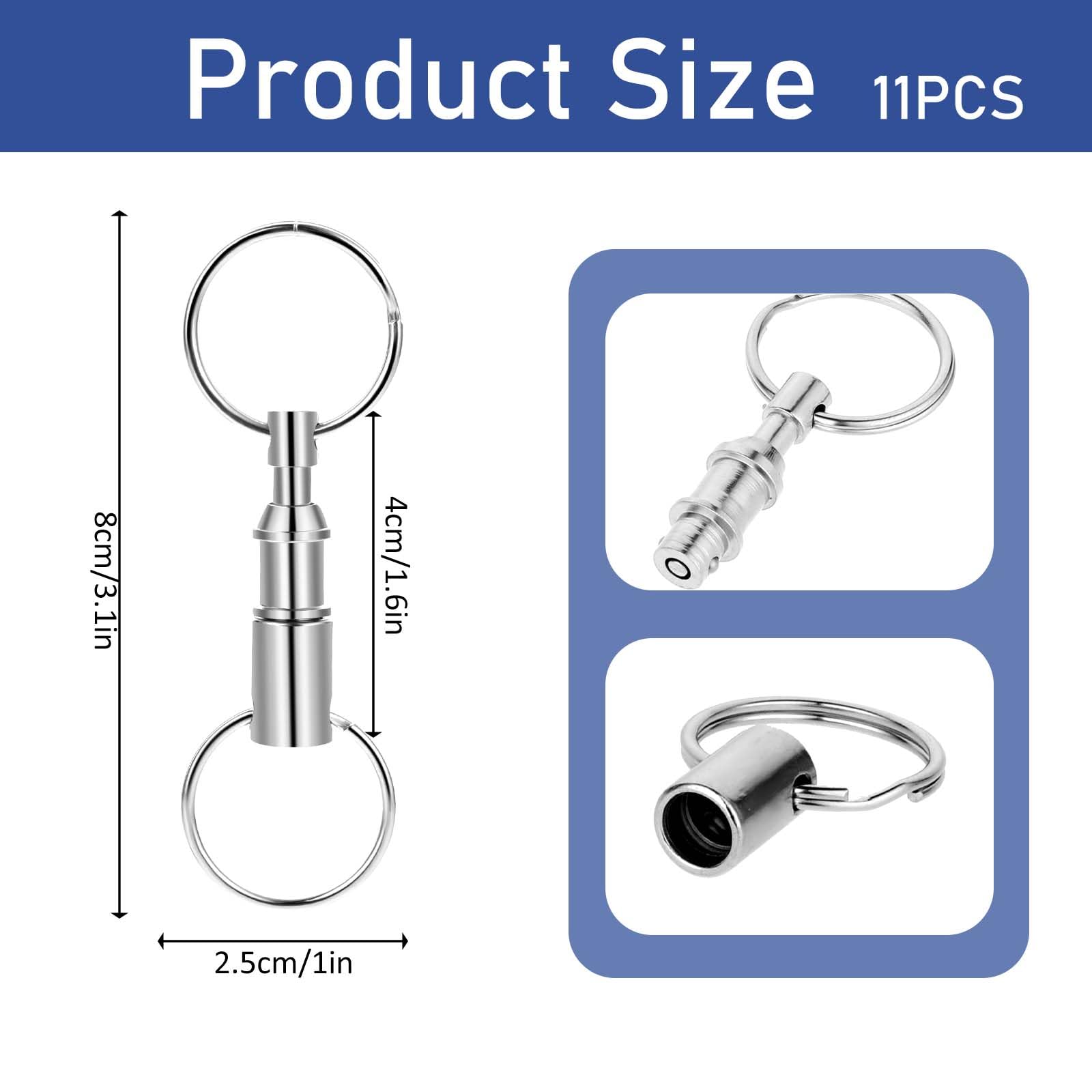 11 Pcs Quick Release Keychain Detachable Key Ring Quick Release Heavy Duty Detachable Keychain Dual Pull Apart Key Chain Spring Split Snap Key Ring Quick Disconnect Keychain