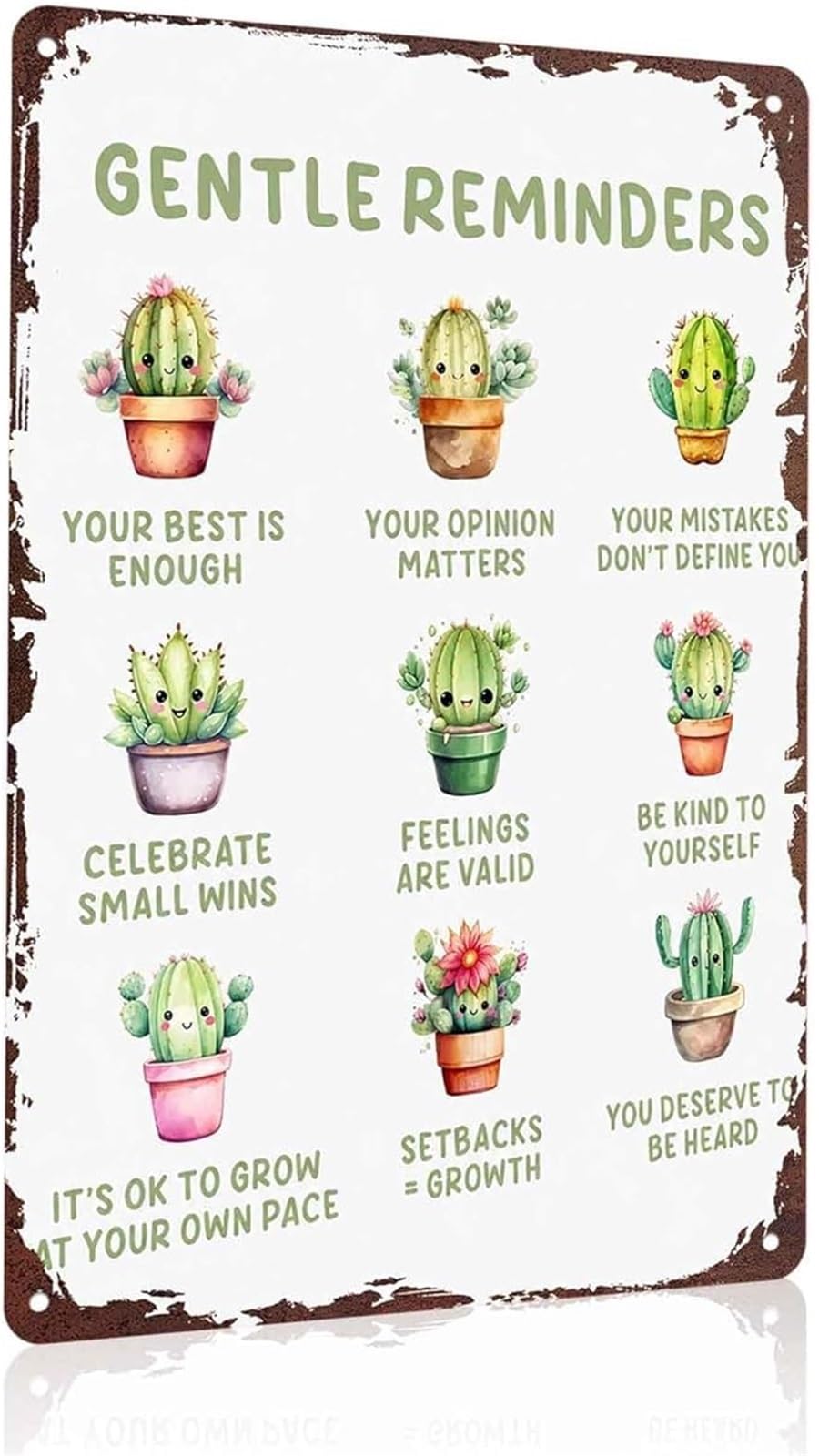 IDGTTLDF Motivational Cactus Sayings Funny Aluminum Sign Quotes Wall-Art for Office Desk 8 X 12 in