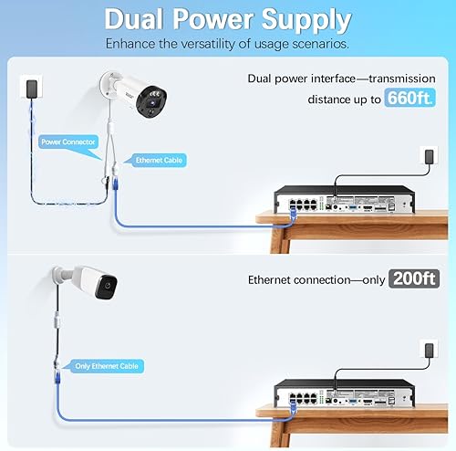 Miniatura 9 de Audio ultra gran angular de 130 y 2 vías Sistema de cámara de seguridad con cable para exteriores, sistema de cámara de seguridad con cable para el