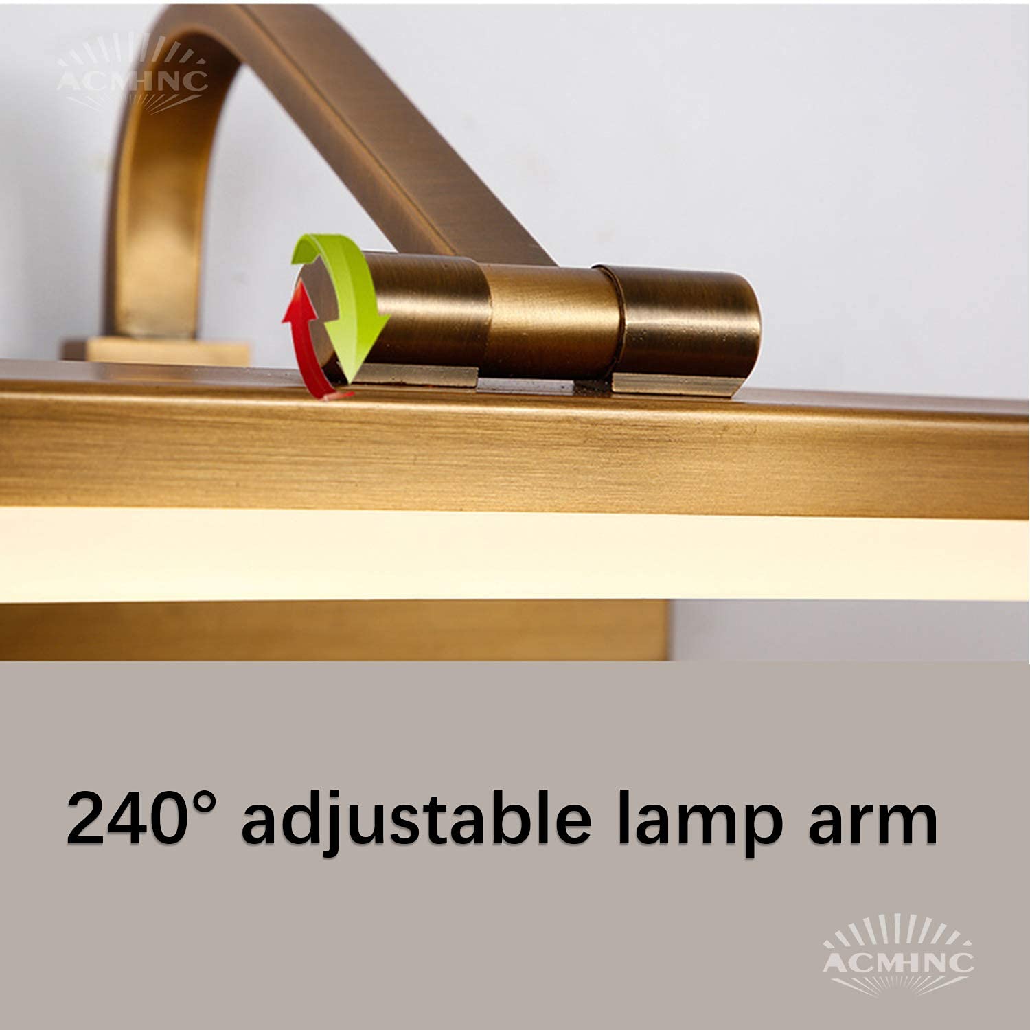 Vintage oświetlenie na lustro łazienkowe z przełącznikiem brązowy brązowy LED lustro przednie światło kinkiet do wanny z wtyczką i kablem IP44 oświetlenie szafki łazienkowej 4000K światło do makijażu