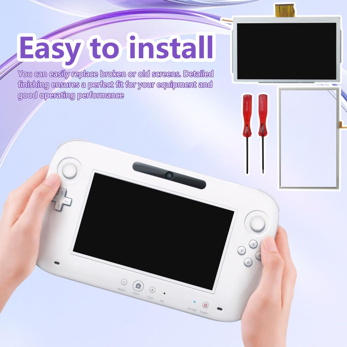 Upgraded Touch Screen Digitizer Replacement for Nintendo Wii U Gamepad, with LCD Display Screen and Screwdriver by Gxcdizx