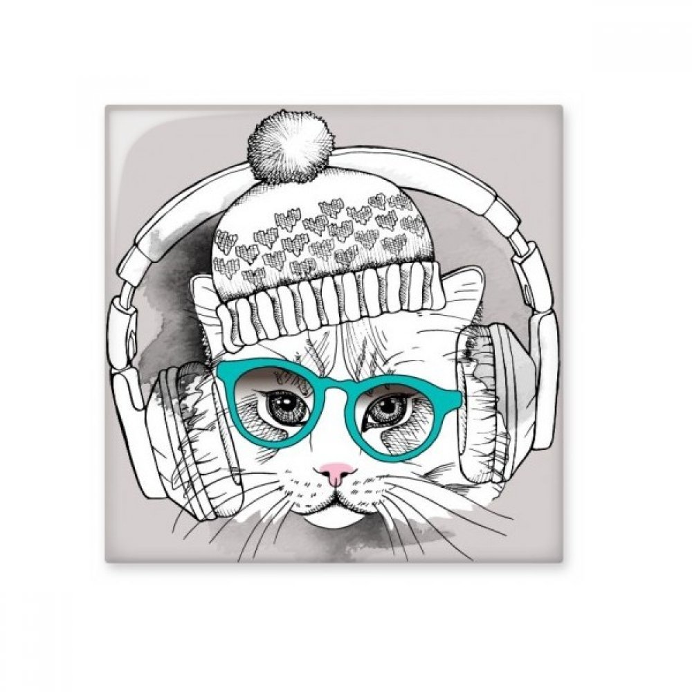 Carreau céramique chat blanc chapeau laine pour cuisine et bain
