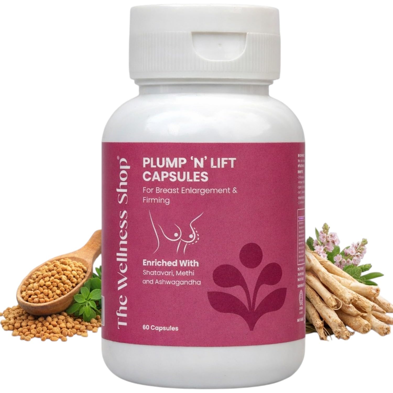 The Wellness Shop Plump ’N’ Lift 60 Capsules – Skin-Firming & Hydrating | Ayurvedic Formula with Shatavari, Ashok Chhal & Ashwagandha | Restores Elasticity, Radiant Youthful Glow for Women-image-9