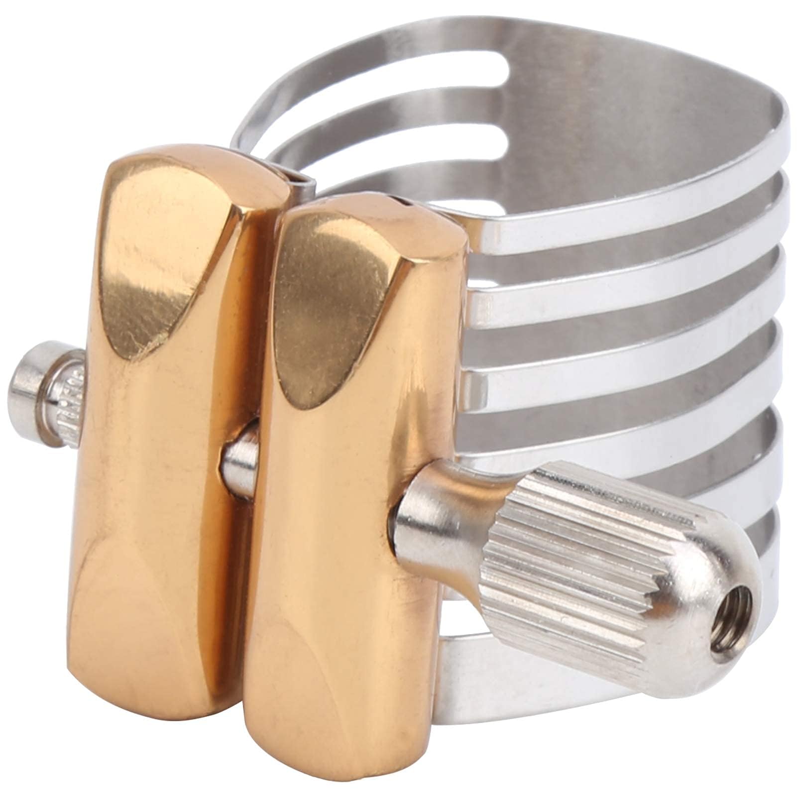 Agatige Ligadura Saxofón Alto, Ligadura Saxofón Boquilla Abrazadera Saxofón Acero Inoxidable Herramienta Boquilla Saxo para Instrumento del Portavoz de Saxo