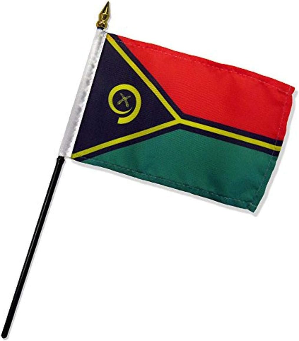 Quality Standard Flags One Dozen Vanuatu Stick Flag, 4 by 6"