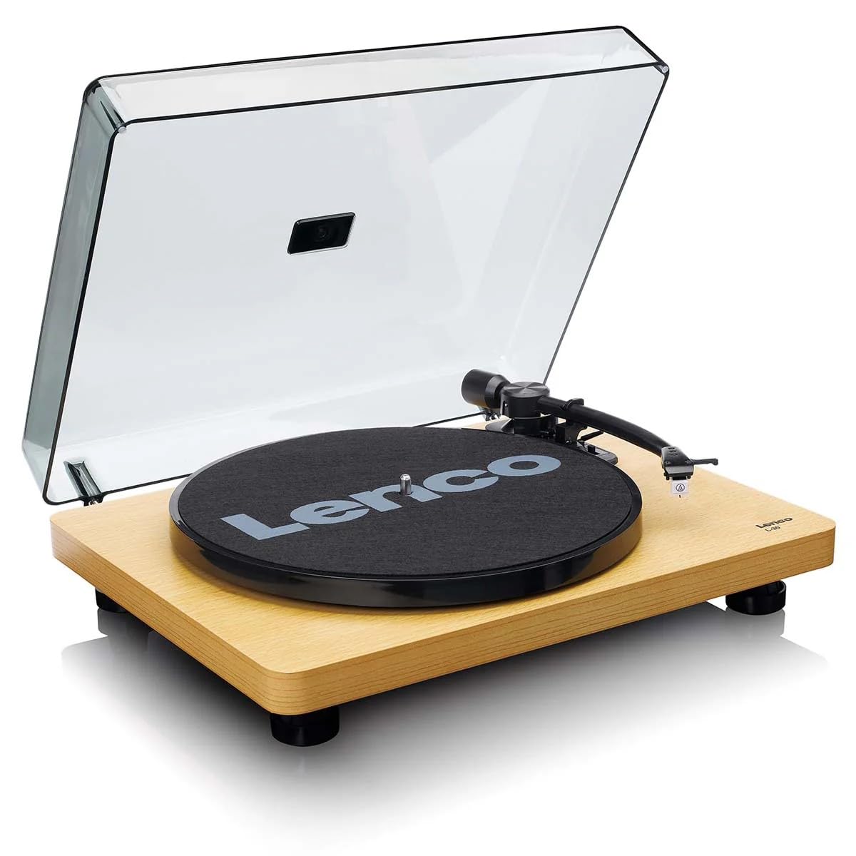 Lenco L-30 Wood | 33 & 45 RPM Semi-Automatic Belt Drive USB Turntable for Vinyl with Integrated Stereo Pre-Amplifier and Moving Magnetic Cartridge (MMC) - Wooden Record Player