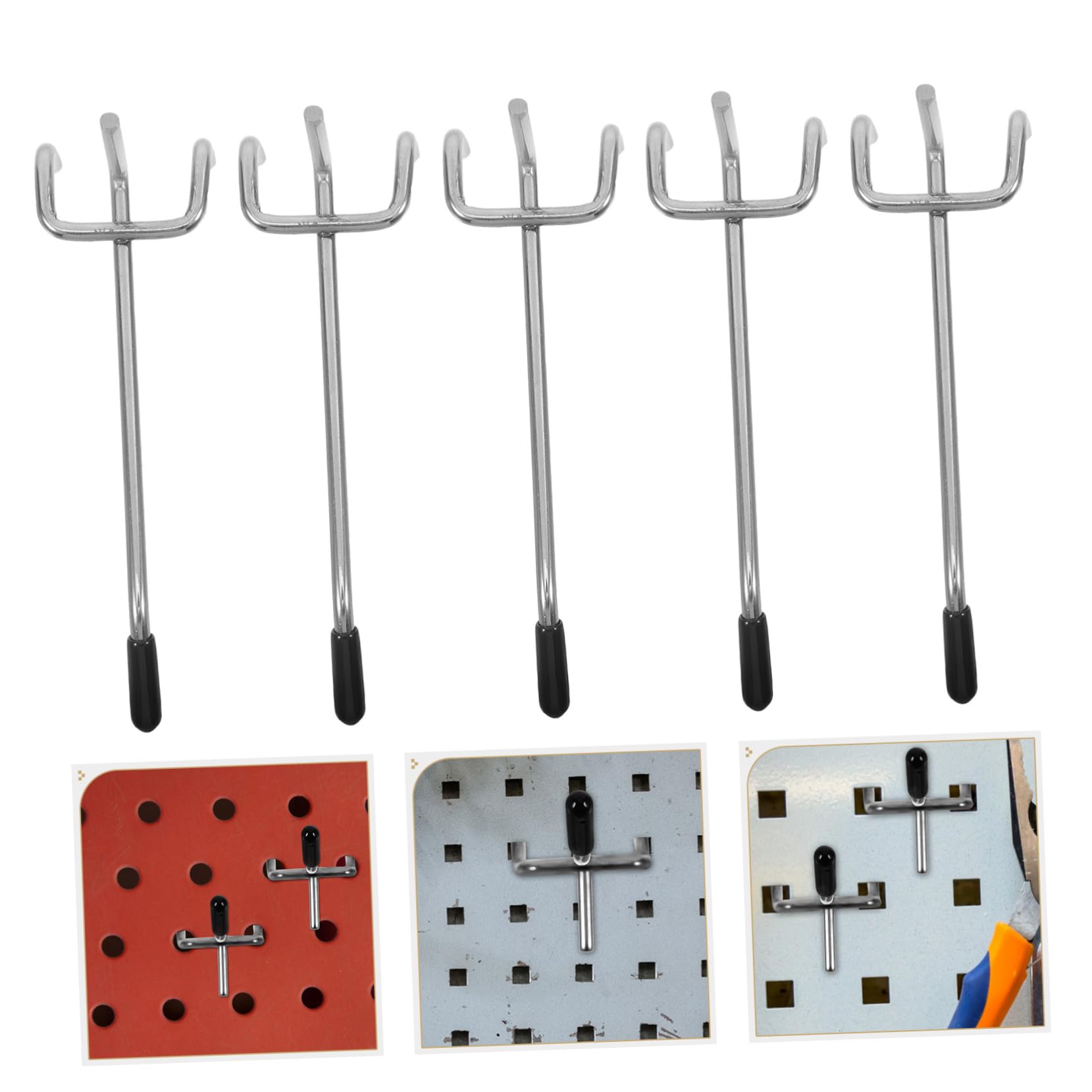 ULTECHNOVO Ganci per Pannelli Forati in Ferro 1/4 e 1/8 Pollice 50pezzi Spaziatura 2,5cm per Scaffalature Garage Ufficio e Supermercati