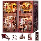fifijoy DIY Book Nook Kit - Theatre Dressing Room DIY Miniature Dollhouse Booknook Kit for Adults, 3D Wooden Puzzle Bookend Bookshelf Insert Decor, Gift for Family, Friends (with White Light)