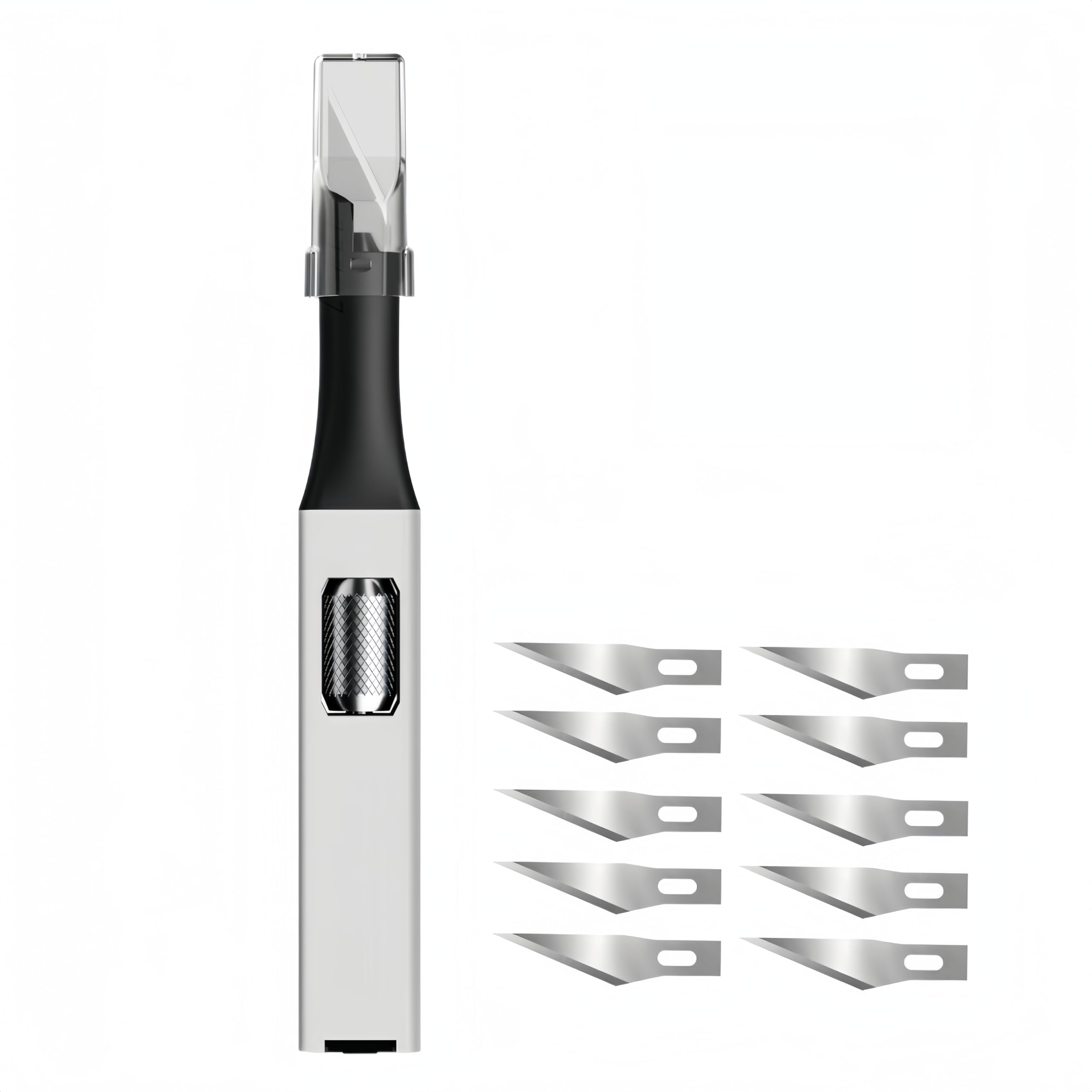 KASTWAVE Precision Craft Cutter, Art Knife with 10 Spare Replacement Accessory Aluminum Handle Light Utility Tool for Art Set Crafts Card PCB Repair Modeling Paper Foam Felt Vinyl Leather Clay