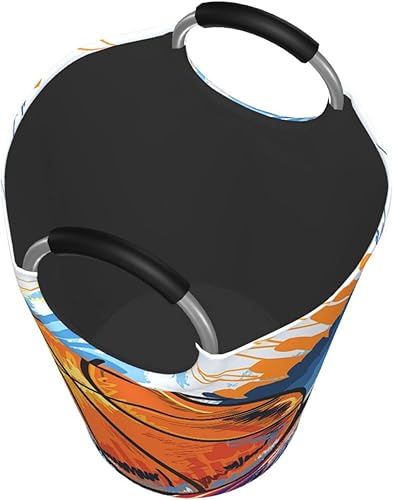 Miniatura 4 de Cesta de lavandería con asas, plegable, duradera, para almacenamiento de ropa sucia, organizador de lavandería, acuarela, graffiti, baloncesto