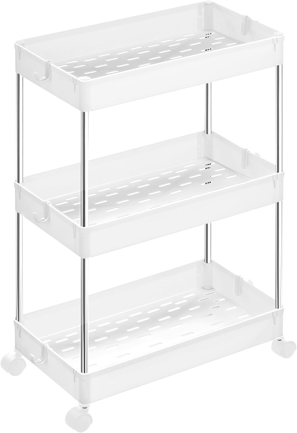 IDIMEX Badkamerrek rolwagen rolcontainer Gina met 4 transparante laden en metalen frame in wit