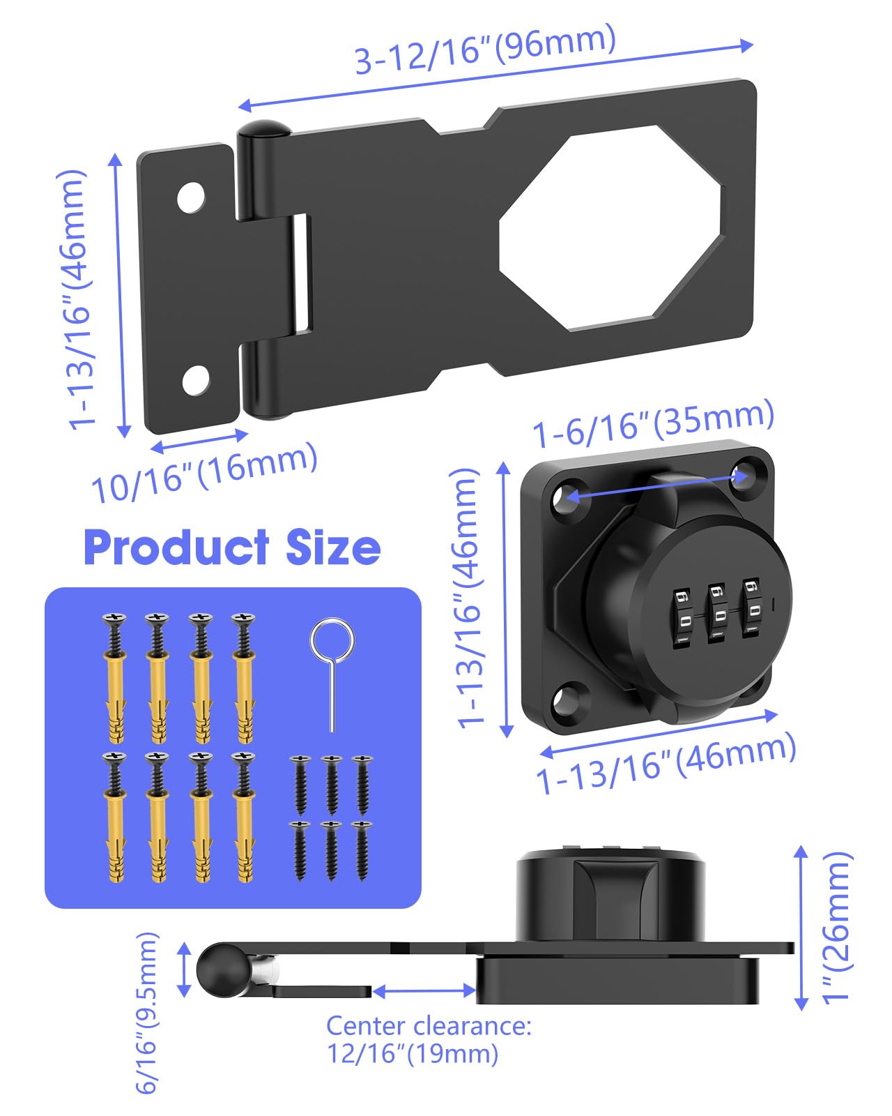 Snapklik.com : YogePote 35Inch Mechanical Password Rotary Hasp Latch ...