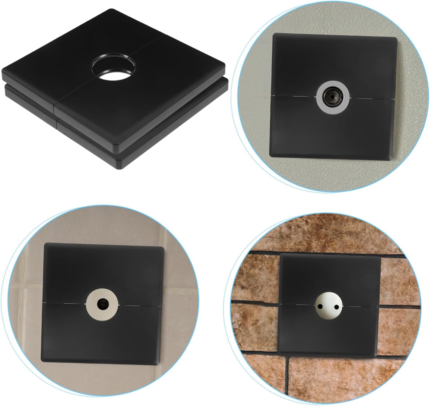 2pcs Square Wall Split Flange Cover Durable Wall-mounted Plumbing Escutcheon Plate with Hole for Cables and Pipes Home Office and Commercial Spaces