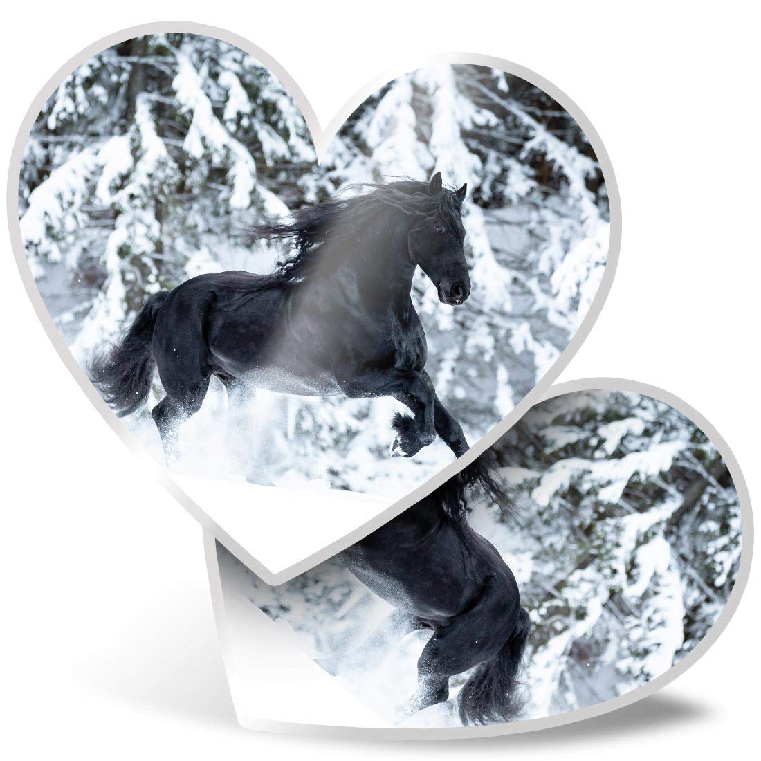 Destination Vinyl Ltd Multi 2 X Heart Stickers 7.5 Cm - Friesian Stallion Black Horse Equine Fun Decals For Laptops,Tablets,Luggage,Scrap Booking,Fridges, #16228
