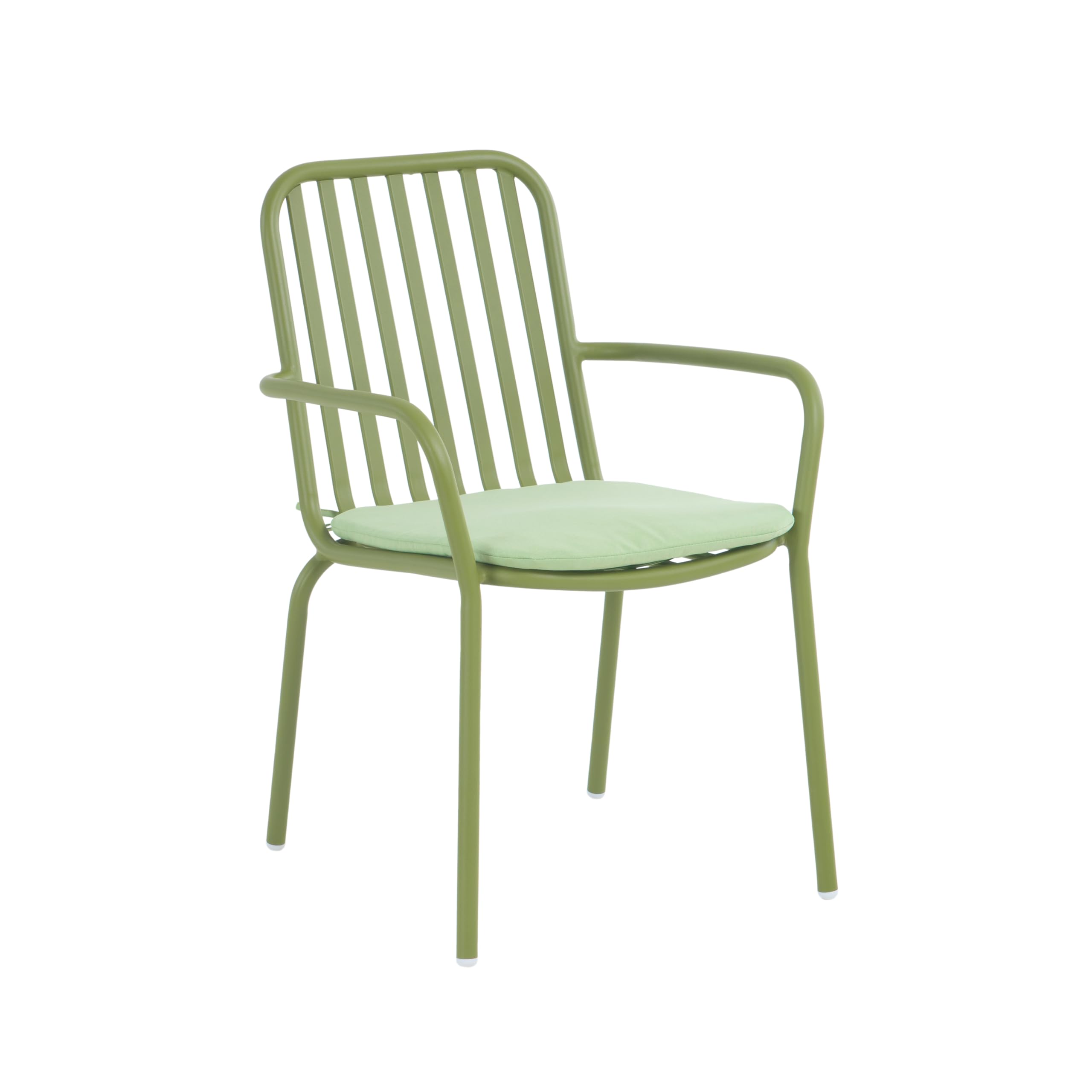 METRO Professional Fauteuil Soto, avec Accoudoirs, Empilable, Aluminium, 57 x 69 x 86 cm (Vert Olive)