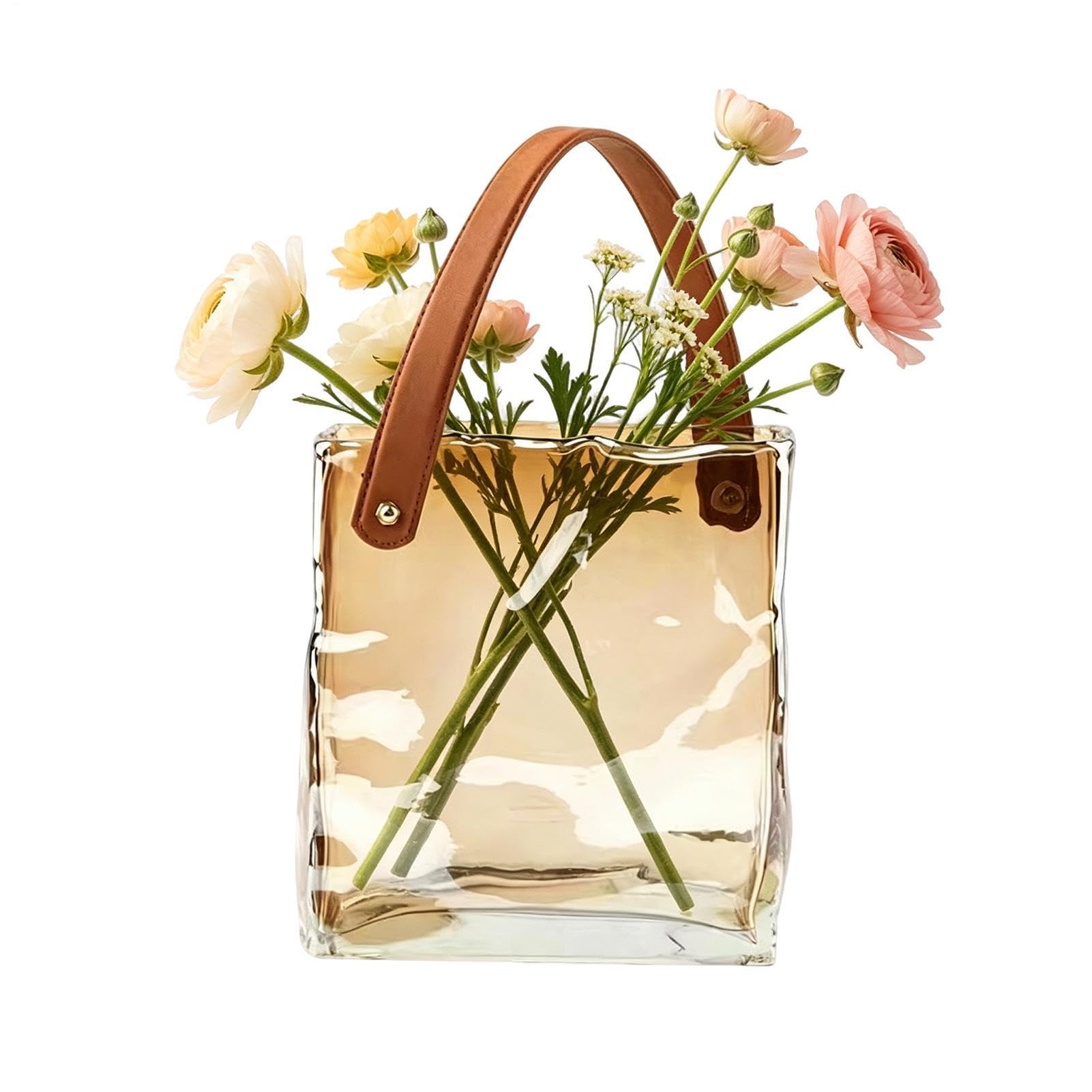 Glashandtasche Ästhetische moderne dekorative Wohnraumdeko | Dekorative Glasvasen für Blumen für Wohndeko Schlafzimmer Wohnzimmer Büro Landhausstil Geburtstag Einweihung Hochzeit Party