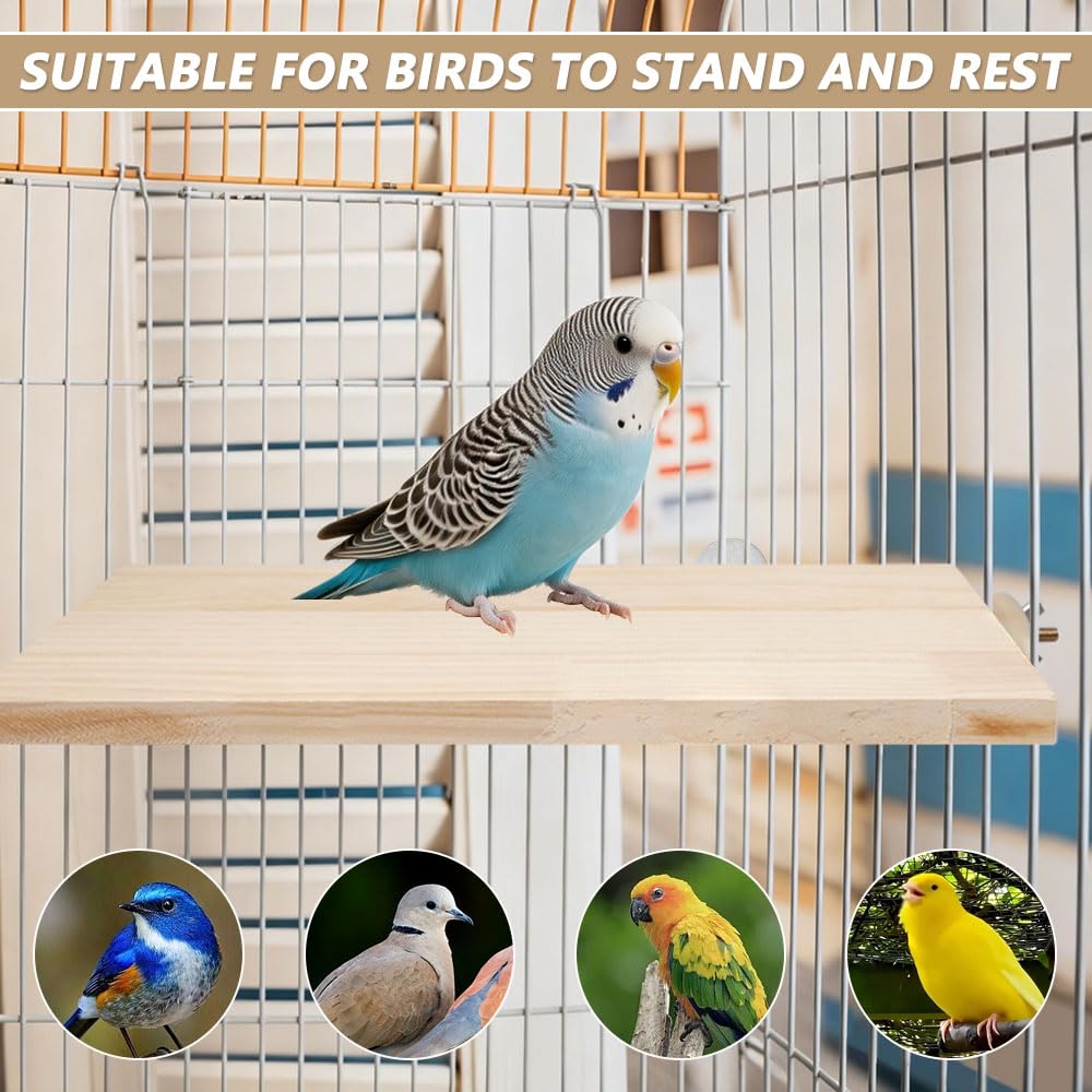 2 Stück Holz Plattform Kletterplattform Sitzbretter für Vögel Barsch Plattform Holzständer Rechteckig Sprungbrett Vogelplattform für Kleine Tiere, Chinchilla, Hamster, Papagei(33*20*1,2 cm)