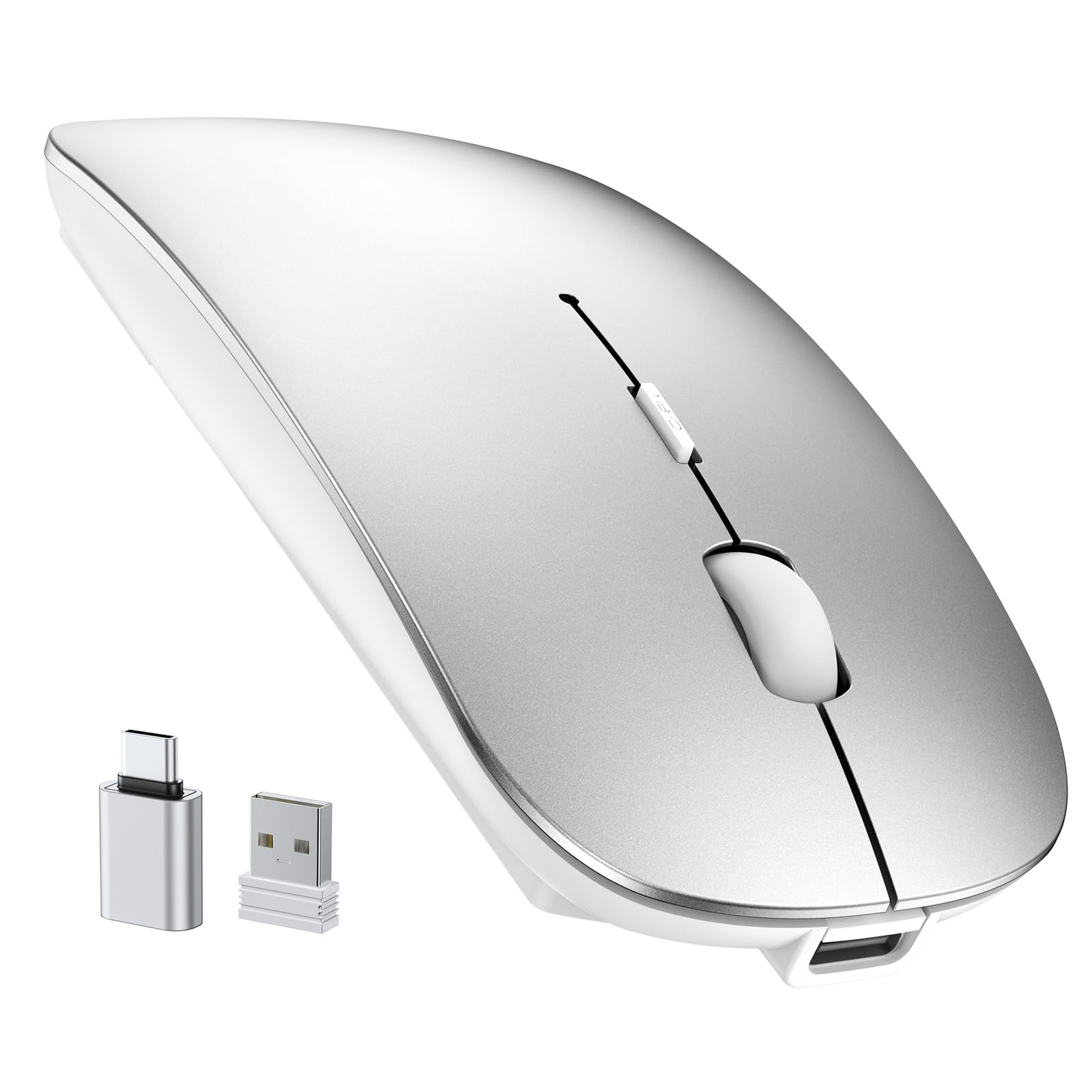 TECKNET Bluetooth Maus USB-C & USB-A, Slim Kabellose Maus mit 4 Tasten