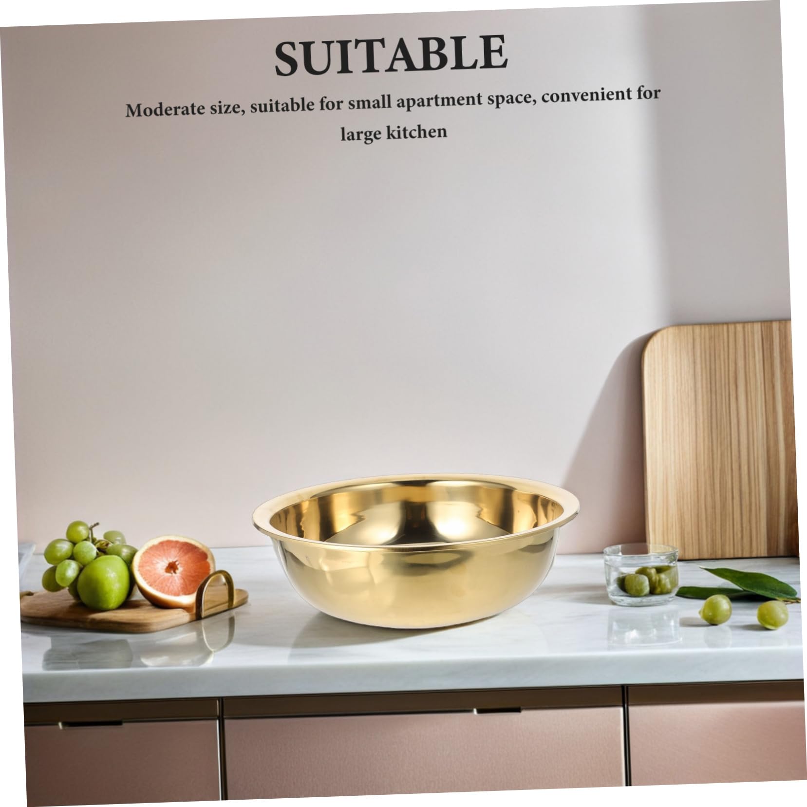 CLISPEED Bassin en acier inoxydable épaissi grands bols pour mélanger seau à pied pour tremper les pieds bac à légumes de cuisine lavabo ménager à pied portable bac à linge Doré